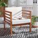 Latitude Run® Kinnell Patio Chair w/ Cushions Wood in White/Indigo | 25.59 H x 25.59 W x 25.78 D in | Wayfair 75AD3BB8FA854656BEFD78FAB23C88CA