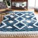 Blue/White 27 x 1.97 in Indoor Area Rug - Foundry Select Evant Tassel Shag 656 Area Rug In Blue/Ivory Polypropylene | 27 W x 1.97 D in | Wayfair