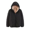 Women's Winter Warm Coat Fashion Casual O-Neck Hood Solid Color Long Sleeve Loose Cotton Jacket Coat Outwear Casaul Plus Size Baggy Blouse for Women Festival Clothes Black