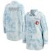 Women's WEAR by Erin Andrews White Chicago Blackhawks Oversized Tie-Dye Button-Up Denim Shirt