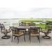 Canora Grey Alejadro 7 Piece Outdoor Dining Set w/ Cushion Wood/Stone/Concrete in Brown/Gray | 28 H x 68 W x 40 D in | Wayfair
