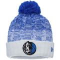 Girls Youth New Era Blue Dallas Mavericks Fade Cuffed Knit Hat with Pom