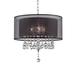 Dual Fabric Shade Ceiling Lamp with Hanging Crystal Accent, Clear and Black