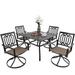 MFSTUDIO 5-Piece Patio Dining Set, 4 Sling Swivel Chairs and Multi Role Metal 37inch Square Table with 1.57" Umbrella Hole