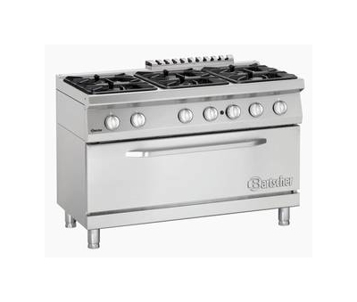 Bartscher Gasherd 6 Brenner Unterbau Gas-Backofen B 1200 T 700 H 850 Image