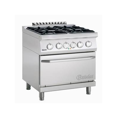 Bartscher Gasherd 4 Brenner Unterbau 400V E-Umluftofen B 800 T 700 H 850 Image