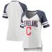 Women's G-III 4Her by Carl Banks Heathered Gray/Navy Cleveland Indians Team Goal Line Raglan V-Neck T-Shirt