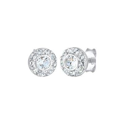 Elli Rund Glamourös Ohrstecker 925 Silber, mit Kristallen von Swarovski® silberfarben Damen Image