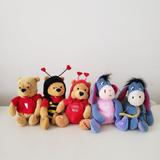 Disney Toys | Disney Store Bean Bag Plush Lot Winnie The Pooh Cupid Bee Red Eeyore Love Bug | Color: Blue/Brown | Size: Osg