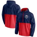 Men's Fanatics Branded Navy/Red Washington Wizards Anorak Block Party Windbreaker Half-Zip Hoodie Jacket