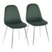 Pebble Contemporary Chair in Chrome and Green Velvet by LumiSource - Set of 2 - Lumisource CH-PEBBLE SVVGN2