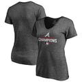 Women's Fanatics Branded Heathered Charcoal Atlanta Braves 2021 World Series Champions V-Neck T-Shirt