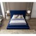 House of Hampton® Dymphia Revel Velvet Bed Upholstered/Velvet in Blue | 60 H x 85.5 W x 98 D in | Wayfair 5A60F220E70B49E1BABD91ABDCEC31CC