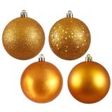 The Holiday Aisle® 96ct Shatterproof 4-Finish Christmas Ball Ornaments 1.5" (40mm) Plastic in Yellow | 1.6 H x 1.6 W x 1.6 D in | Wayfair