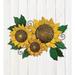 Rosalind Wheeler Triple Sunflower Wall Décor Metal in Gray/Green/Yellow | 22 H x 31 W x 3.75 D in | Wayfair 7AF8121D63354EAE9ECA521F87090839