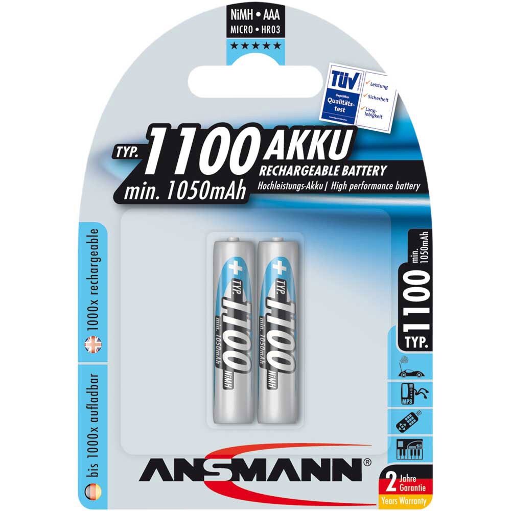 Ansmann 5035222 1x2 Ansmann NiMH Akku 1100 Micro AAA 1050 mAh Image