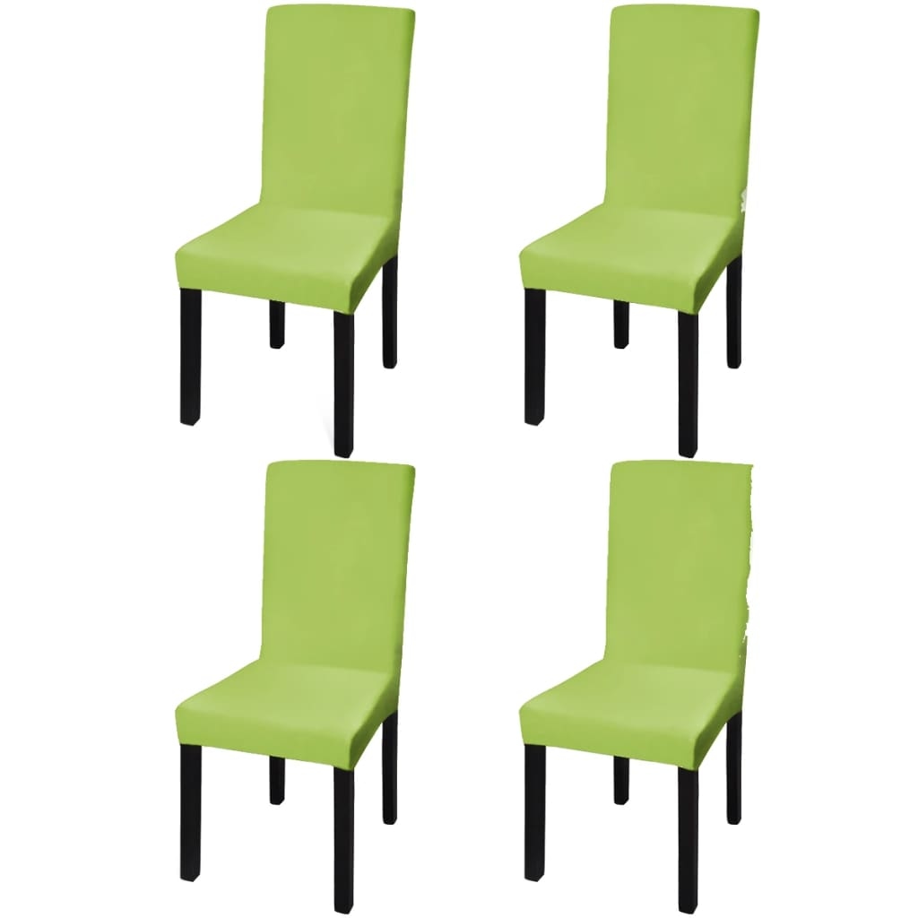 vidaXL Stretch-Stuhlhussen Gerade 4 Stk. Grün Image