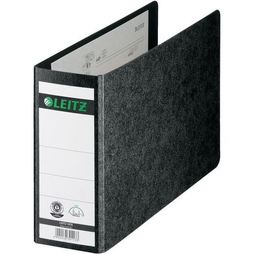 Leitz 180° Breit Ordner DIN A5 80 mm Schwarz 2 Ringe 1076 Hartpappe Wolkenmarmor Querformat Recycled Image