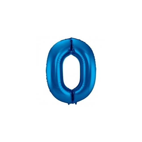 XL Folienballon Zahl 0 in blau, 86 cm, 1 Stück, Helium Ballon (unbefüllt) – Luftballon