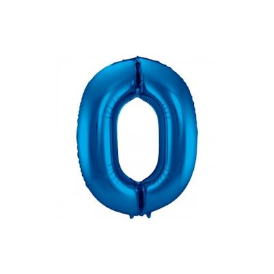 Folat XL Folienballon Zahl 0 in blau, 86 cm, 1 Stück, Helium Ballon (unbefüllt) - Luftballon