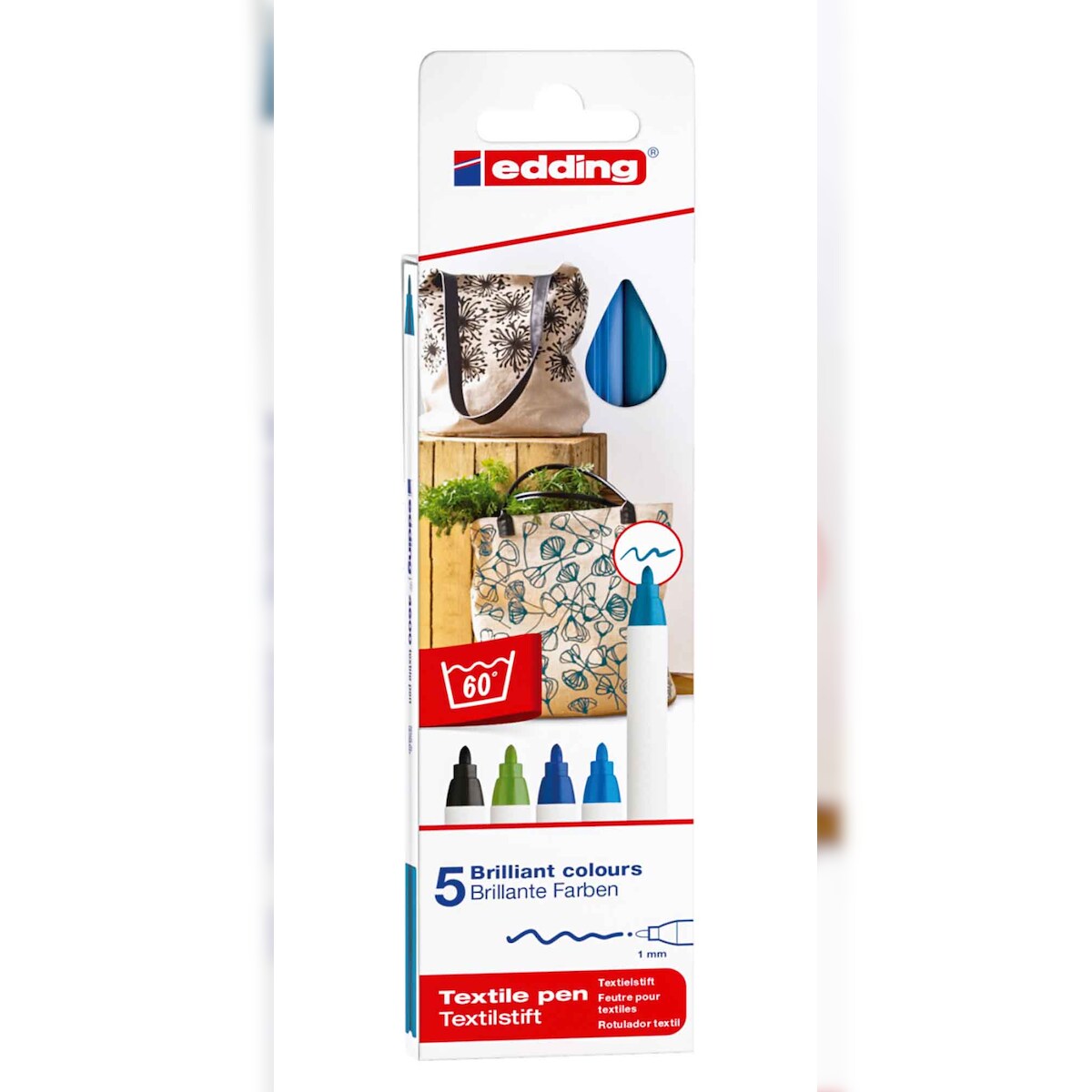edding Textilpen creative Set Kalte Farben 1 mm 5er Set Image