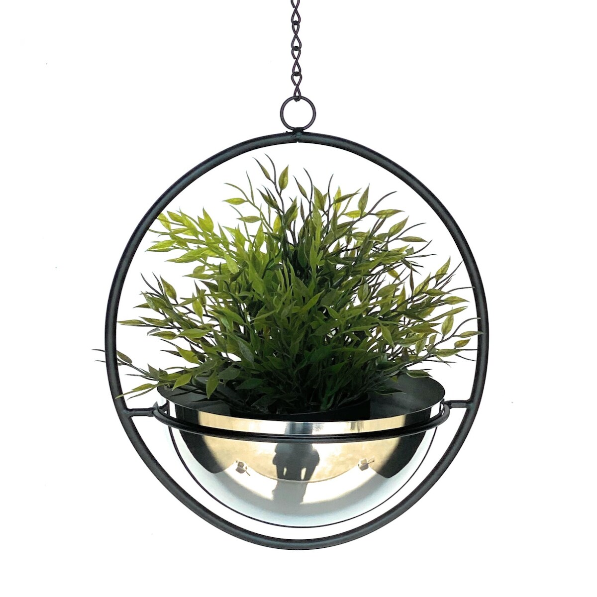 DanDiBo Blumenampel Innen Metall Wand Hängepflanzen 53 cm 96087 M mit Topf Silber Pflanzenhänger Blumenhänger Topfhänger Blumen Blumentopfhänger Image