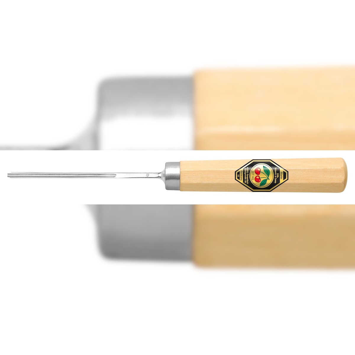 Kirschen Kerbschnitzbeitel mit Weißbuchenheft Stich 11, gerade & tiefrunde Höhlung - 2mm Image