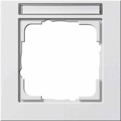 Gira E2 Rahmen, 1f, reinweiß, glänzend, horizontal, Textfeld/Beschriftungsfläche, Kunststoff, Unterputzmontage, 109129 Image