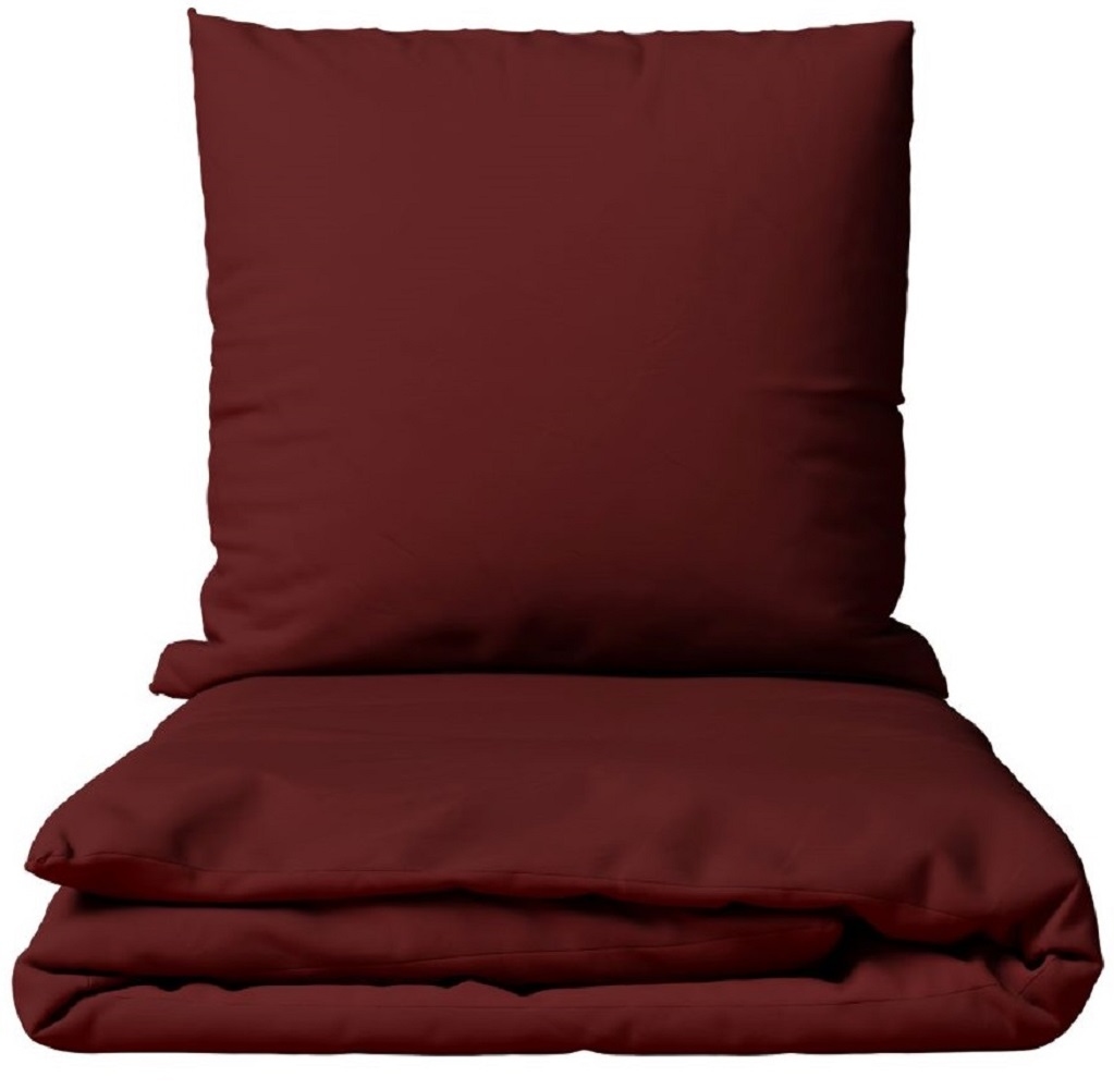 Leonado Vicenti Bettwäsche Baumwolle 155x220 + 80x80 cm Einfarbig Uni Bordeaux mit Reißverschluss Image