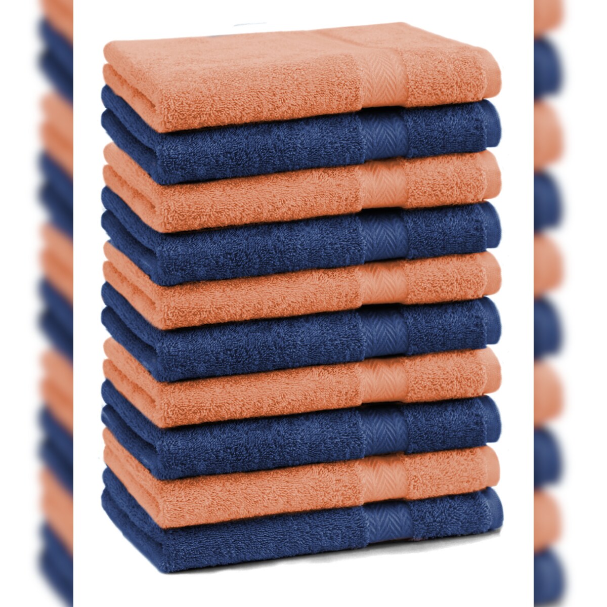 Betz 10 Stück Gästehandtücher PREMIUM 100%Baumwolle Gästetuch-Set 30x50 cm Farbe dunkelblau und orange Image