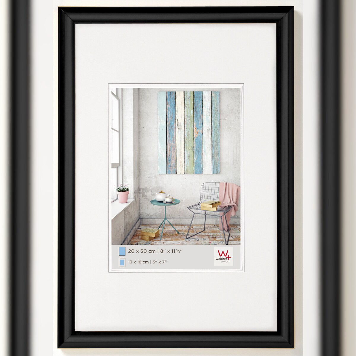 walther + design Trendstyle Kunststoff Bilderrahmen, schwarz, 15 x 20 cm Image