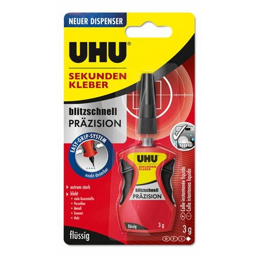 UHU Präzision Sekundenkleber Permanent Flüssig Transparent Flüssig 3 g Image