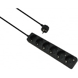 Helos Steckdosenleiste CLASSIC, 6-fach, schwarz, 1,5m, ohne Schalter Image
