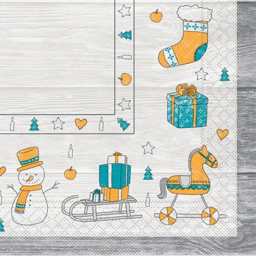 Mank Serviette aus Tissue - Grace in Curry-Türkis, 40 x 40 cm, 100 Stück - Weihnachten Image