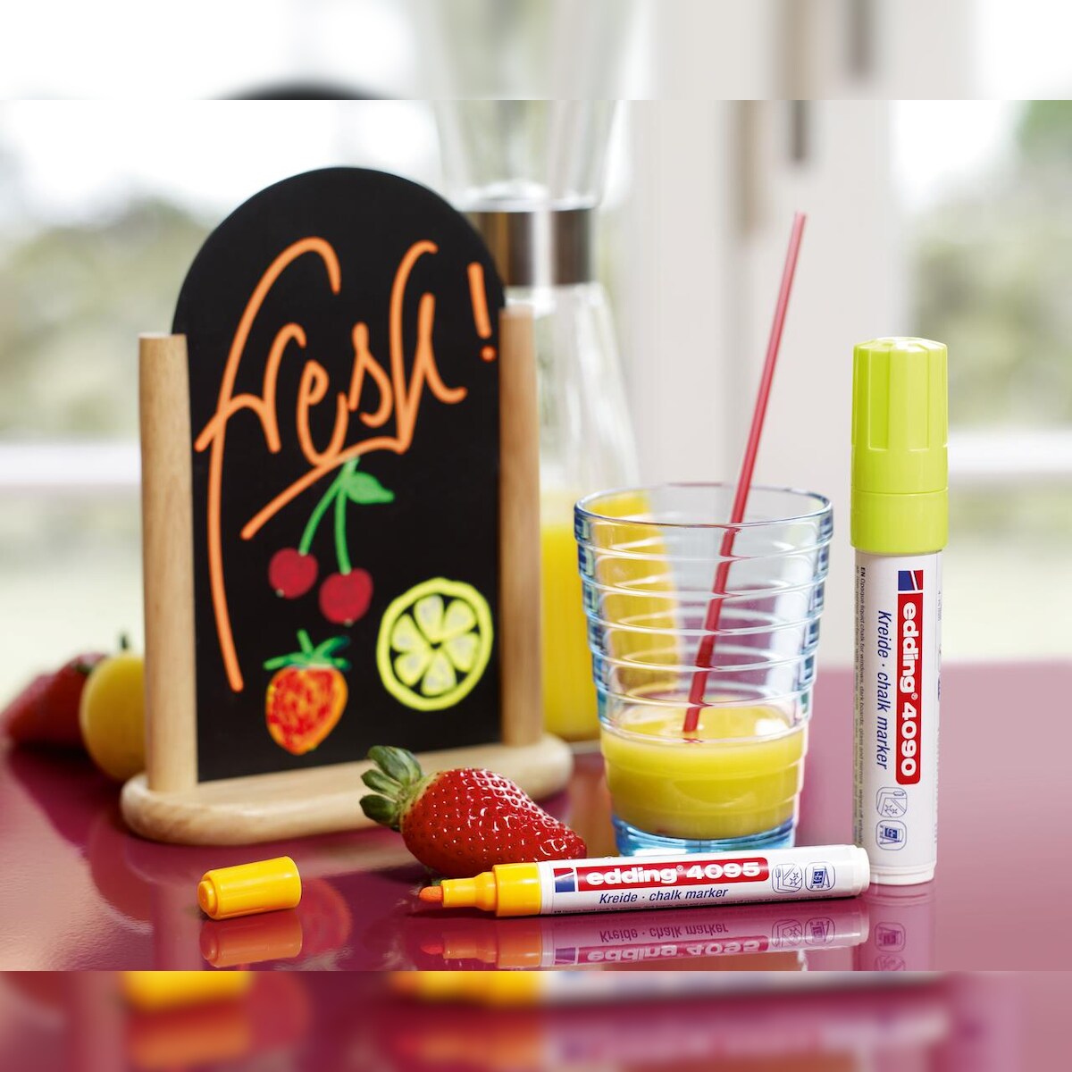 edding Kreidemarker 4090 neonorange Keilspitze Strichbreite ca. 4-15mm Image