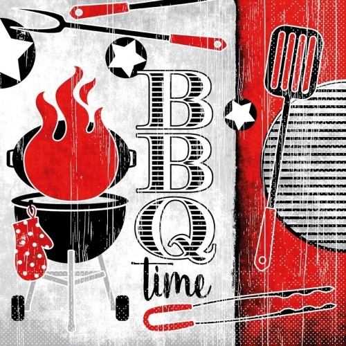 Mank Serviette aus Tissue BBQ-Time, 33 x 33 cm, 100 Stück - Grillfest grillen Sommerfest Image