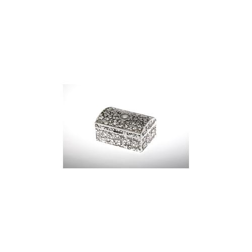 Schmuckdose Schatztruhe rechteckig klein/antik versilbert 8,0 x 5,0cm H 4,0cm