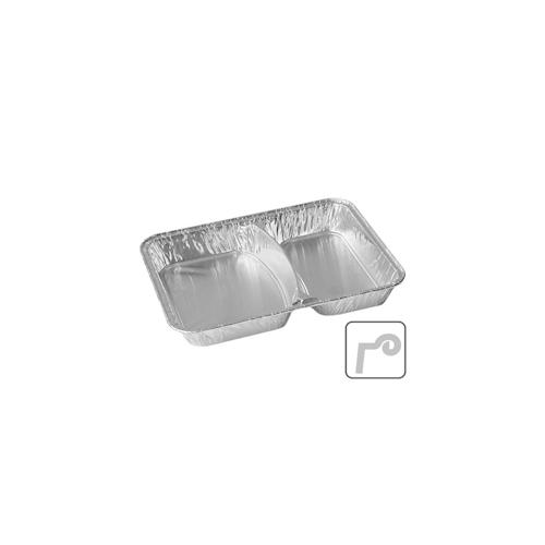 1-PACK 100x Alu-Menüschalen Aluschalen 2-geteilt 810 ml 227 x 177 x 30 mm