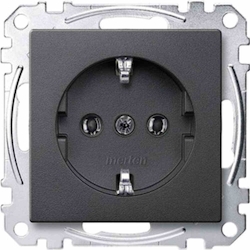 Merten System M Steckdose, 1f, anthrazit, matt, Unterputz, horizontal/vertikal, IP20, Zentralplatte Image