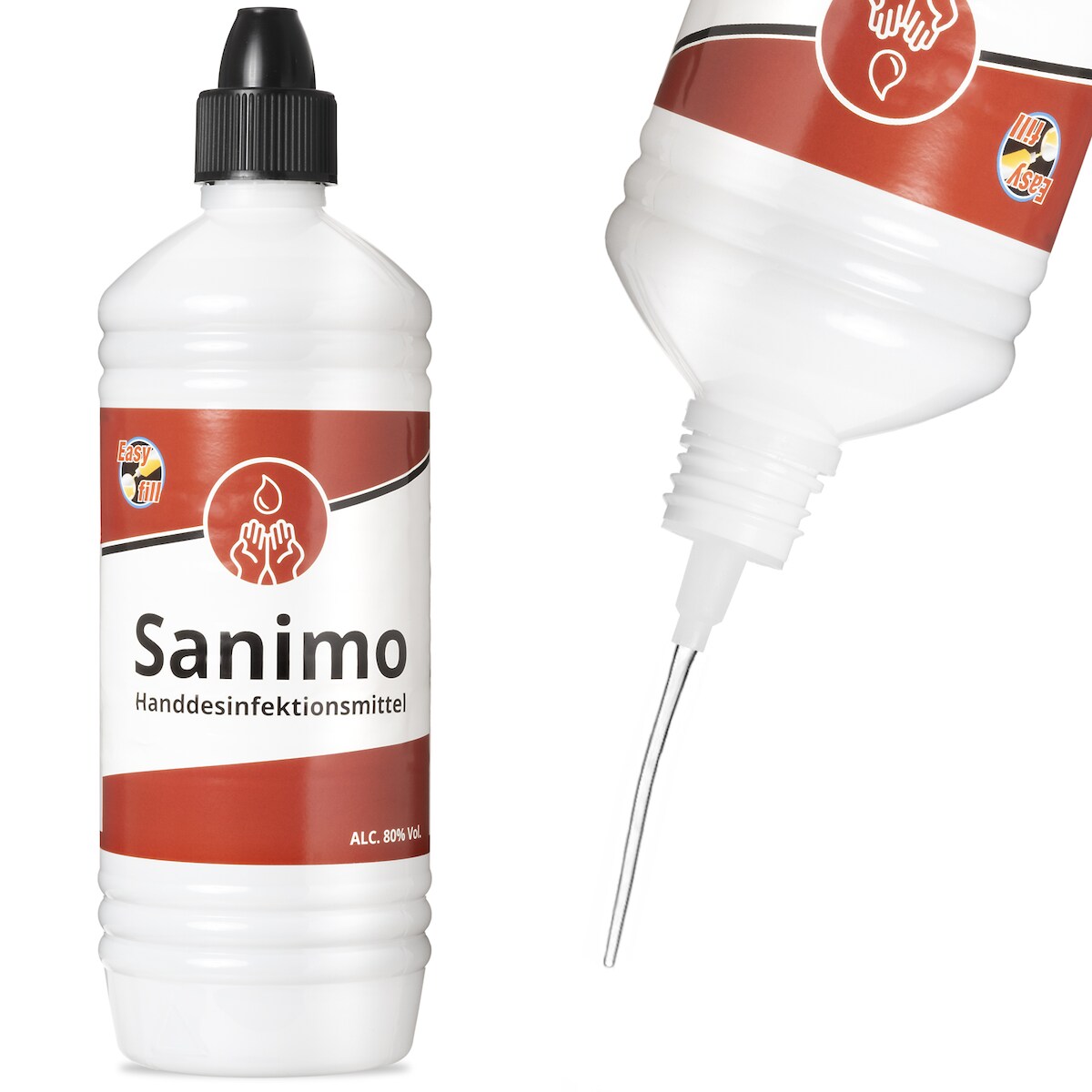 Moritz 1x 1000ml Sanimo Handdesinfektionsmittel - anwendungsfertig - nach Rezept der WHO Desinfektionsmittel Hände Nachfüllflasche Image