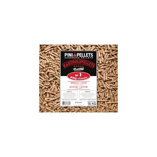 PINI Hartholzpellets Nr. 1 BBQ Classic 15 Kg Grillpellets zum Grillen Räuchern Smoken