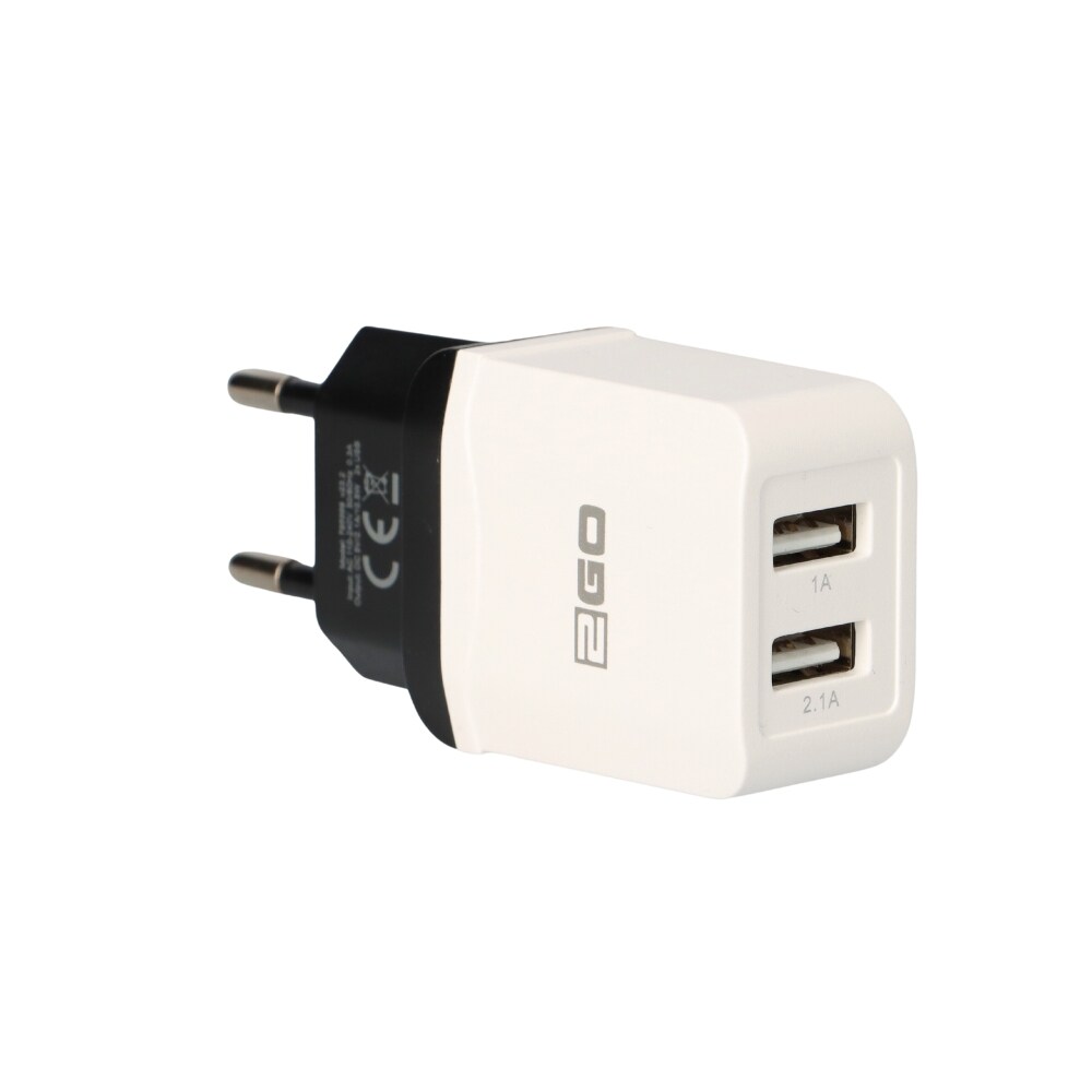 2Go Netz-Ladegerät USB Duo weiß Max 2,1A Strom Verteilung Image