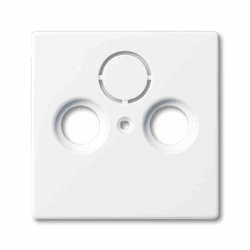 Busch-Jaeger FUTURE LINEAR Zentralplatte, Koaxial-Antennensteckdose, studioweiß, glänzend, Befestigung mit Schraube, ohne Beschriftungsfeld Image