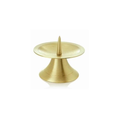 Kerzenleuchter Scheibenleuchter Messing Gold matt satiniert mit Dorn Ø 11 cm ideal für Kerzen