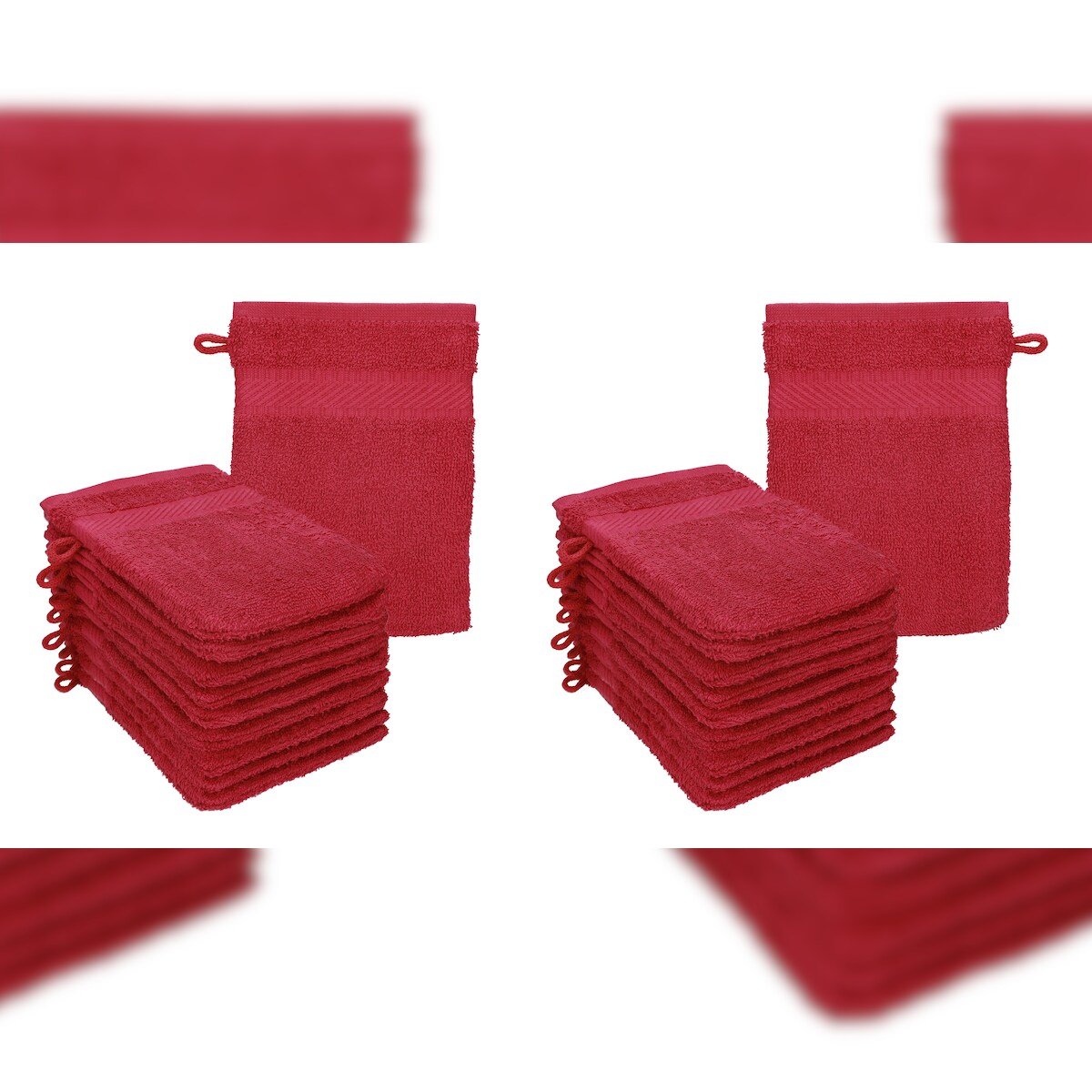 Betz 20 Stück Waschhandschuhe PALERMO 100% Baumwolle Waschlappen Set Größe 16x21 cm Farbe Cranberry Image