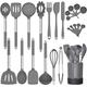 Silicone Cooking Utensil Set, Fungun Non-stick Kitchen Utensil 24 Pcs Cooking Utensils Set, Heat Resistant Cookware, Silicone Kitchen Tools Gift with Stainless Steel Handle (Gray-24pcs)