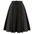 Belle Poque Women Retro Contrast Colour Dot Skirt High Waist Loose Fit A-Line Pleated Festival Skirt L