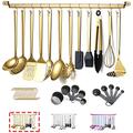 Gold Cooking Utensils Set,Kyraton Stainless Steel 37 Pieces Kitchen Utensils Set with Titanium Gold Plating,Kitchen Gadgets Cookware,Kitchen Tool Set with Utensil Holder. Dishwasher Safe