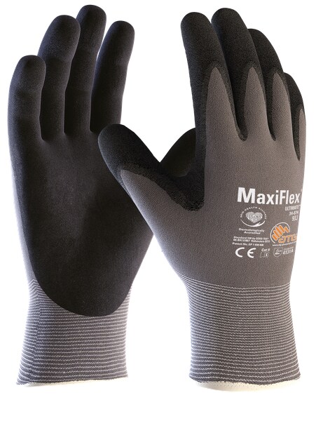 Maxiflex Ultimate Nylon-Strickhandschuhe grau/schwarz, ATG 34-874 - Größe 10 (XL) Image