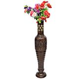 Antique Decorative Hand Curved Brown Mango Wood Floor Flower Vase